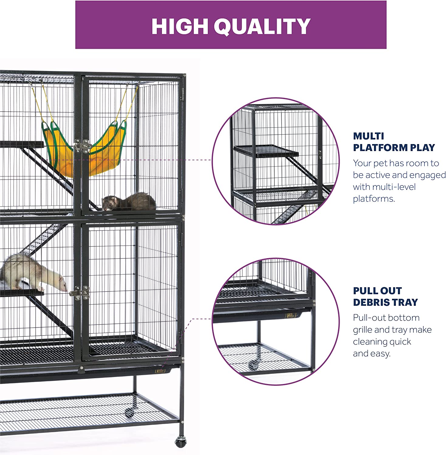 Prevue Hendryx Black Feisty Ferret Cage， Black Hammertone