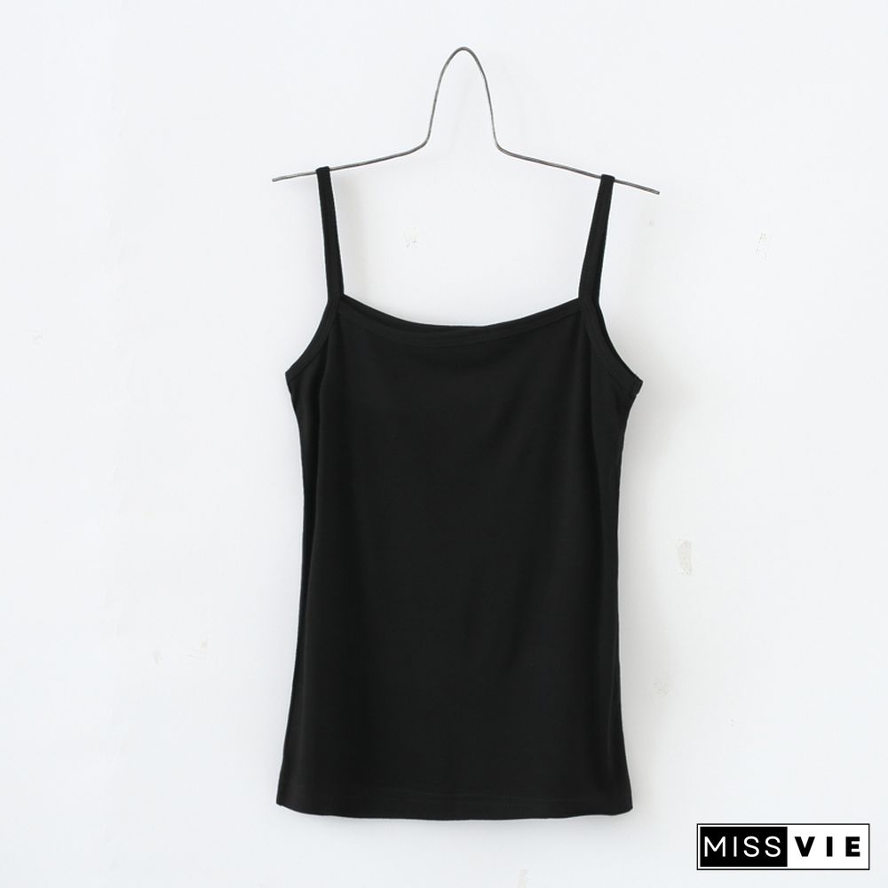 Tank Top Women Summer Casual Camisoles Women's Tops T-Shirt Spaghetti Strap Cropped Vest Female Camis Fashion Synthetic Cotton