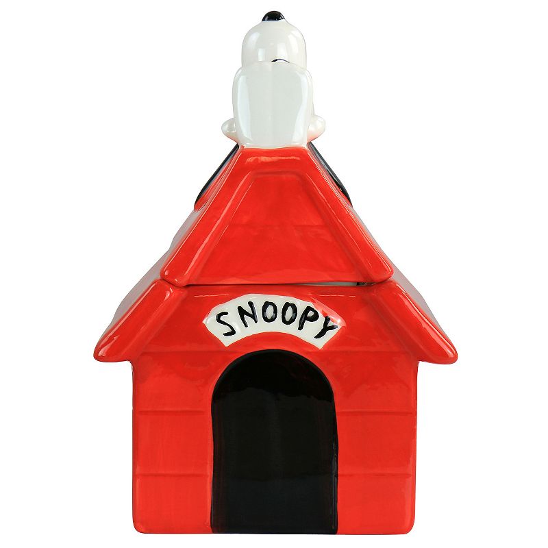 Gibson Peanuts Classic Snoopy Dog House Durastone 11.2in Cooke Jar in Red