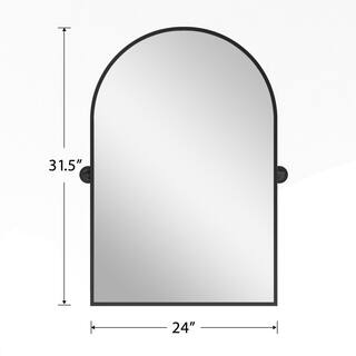 NEUTYPE 24 in. W x 31.5 in. H Modern Arch-Top Metal Framed Black Pivoted Wall Vanity Mirror A-MR01070