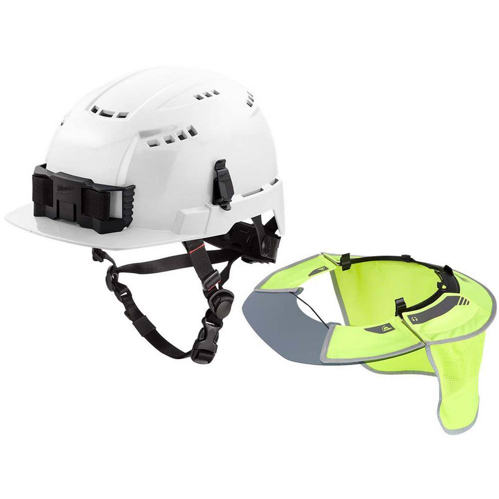 MW BOLT White Type 2 Class C Front Brim Vented Safety Helmet with High Visibility Mesh Sunshade 48-73-1320-48-73-1072