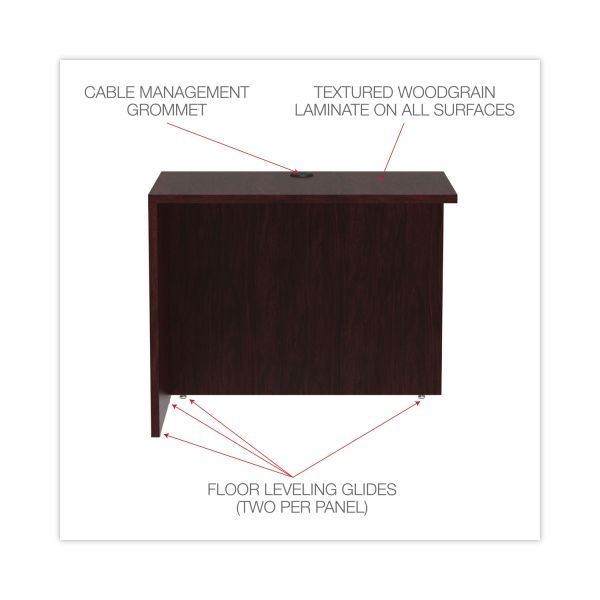 Alera Valencia Series Reversible Return/Bridge Shell， 35w x 23.63d x 29.5h， Mahogany