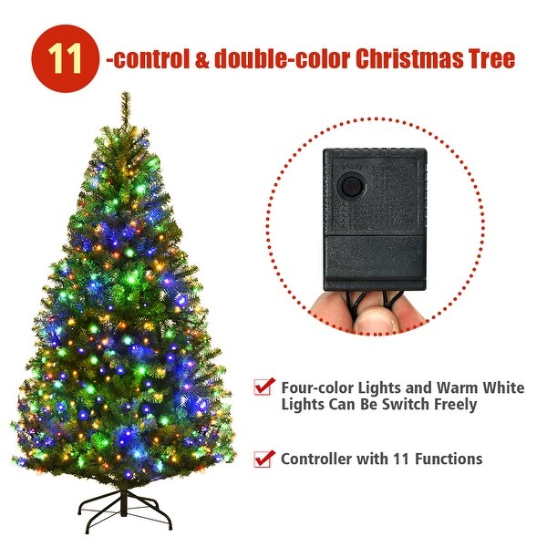 Costway 5Ft PreLit Artificial Christmas Tree Hinged 150 LED Lights