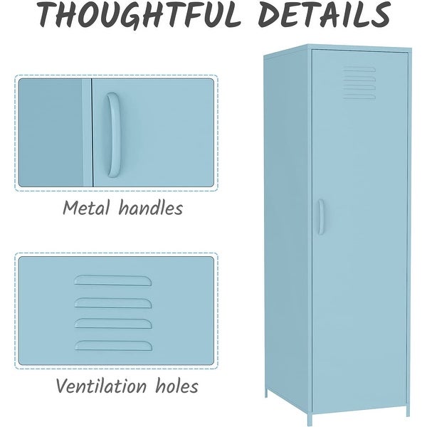 Metal Armoires Locker Cabinet for Kid with Hanging Rod and Shelves - - 36905280