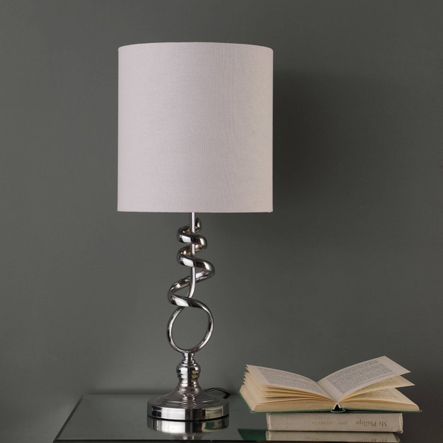 Modern Metal Table Lamp With Twisted Base Silver Ore International