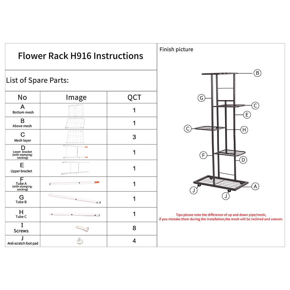 Walmeck 5-Tier Display Shelf Flower Pots Rack Plant Stand Potting Ladder Planter Stand Heavy Duty Storage Shelving Rack for Potted Plants