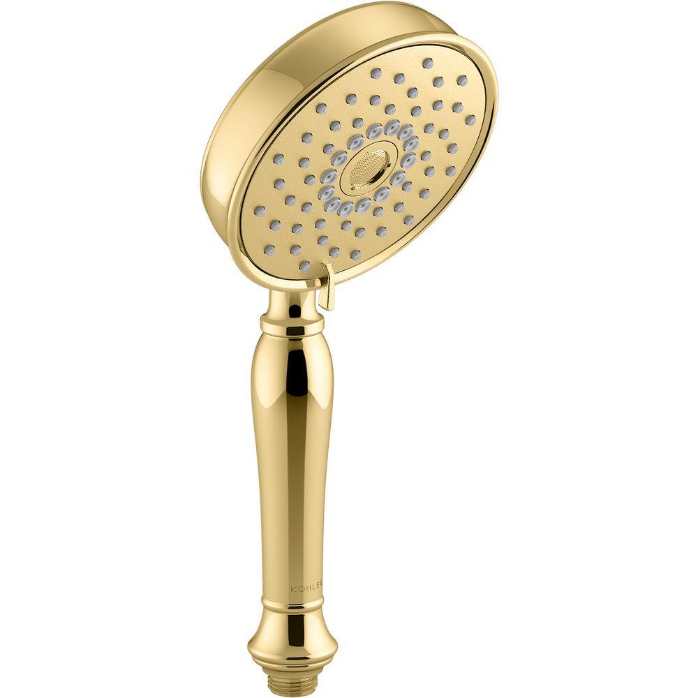 KOHLER Bancroft 3-Spray Patterns Wall Mount Handheld Shower Head 1.75 GPM in Polished Brass K-22163-G-PB