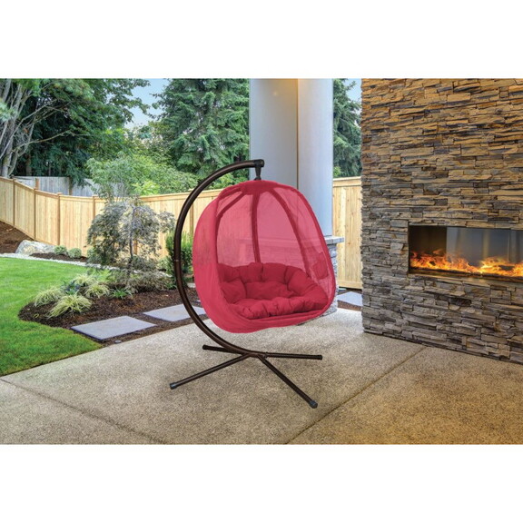 66 H x 34 W x 43 D Outdoor Red Hanging Egg Patio C...