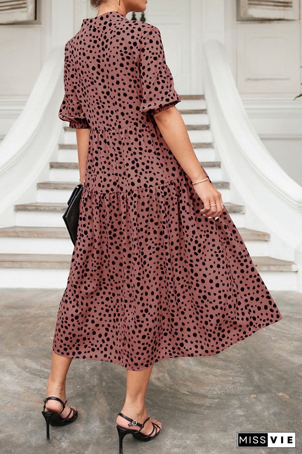 Polka Dot V-neck Dress Wholesale