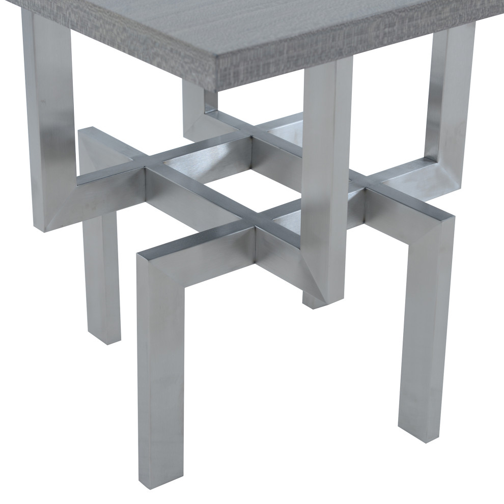 Illusion Gray Wood End Table with Brushed Stainless Steel Base   Contemporary   Side Tables And End Tables   by HedgeApple  Houzz