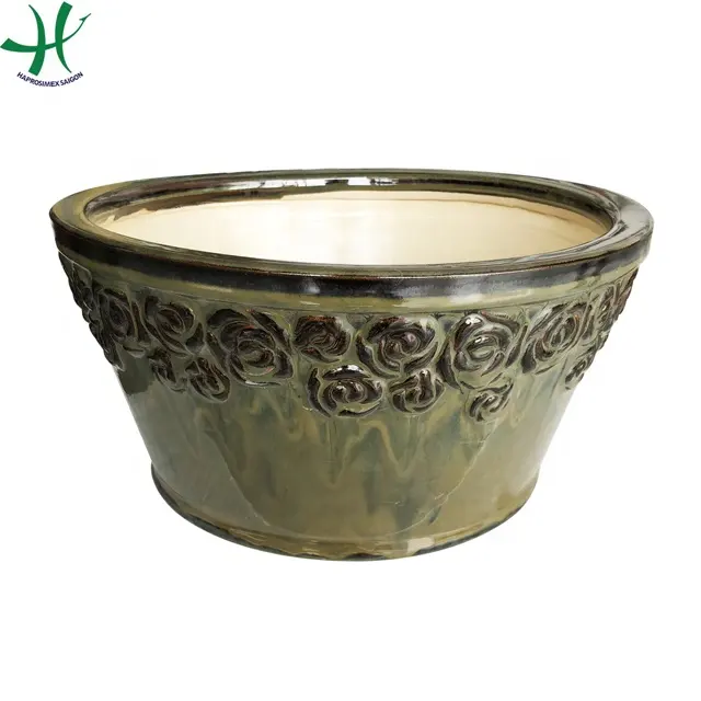 Round Ceramic Flower pots/Indoor and Outdoor garden planter pots  set of 3 ( HG 14 1184/3)