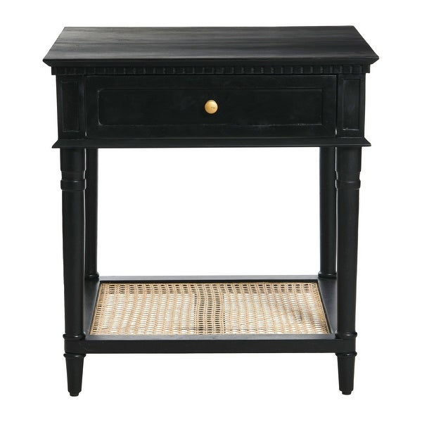 Maxwelton Acacia Wood and Cane Bed Side Table