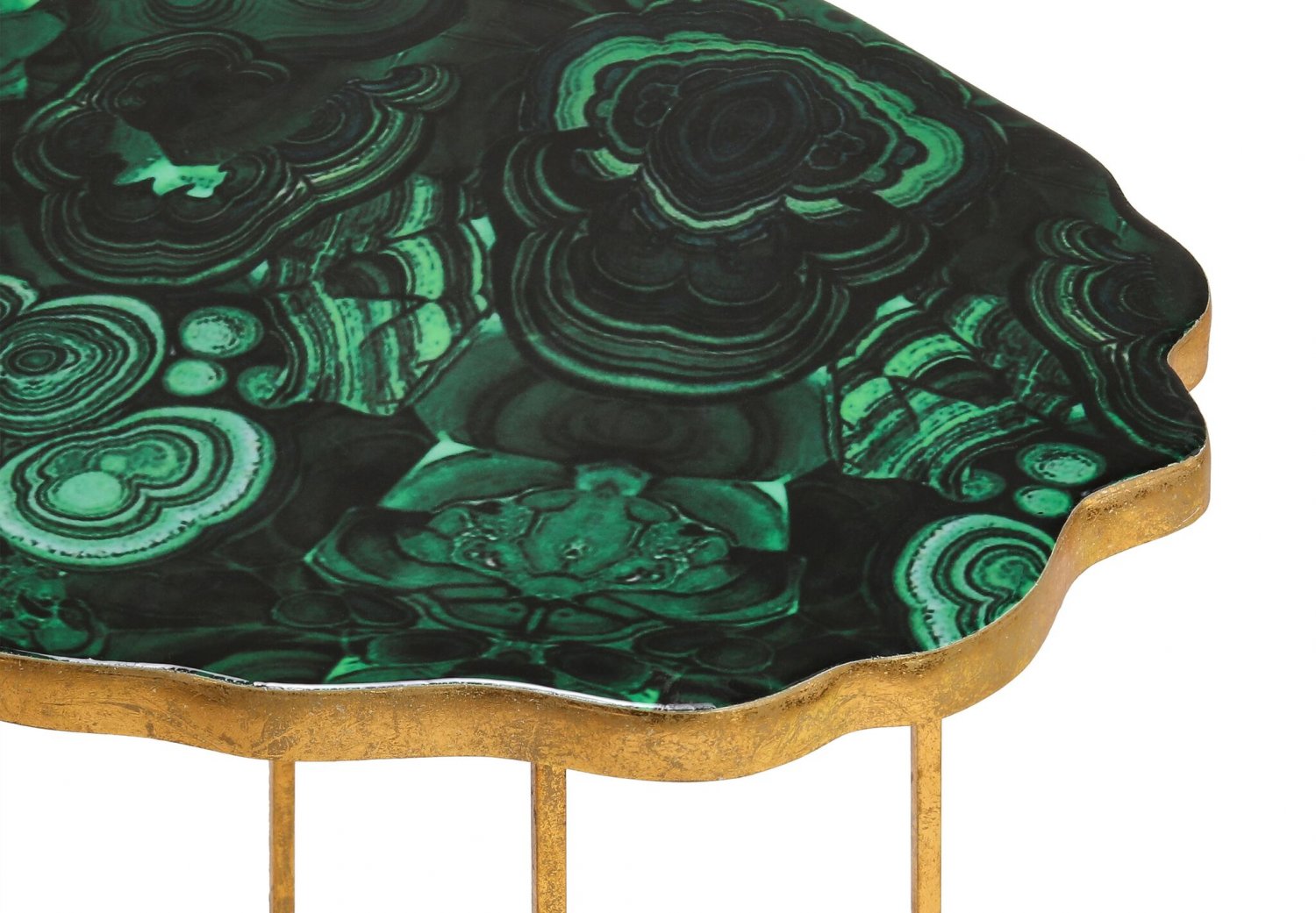 TOV Furniture Lily Agate Green and Gold Side Table with Gold Iron Legs