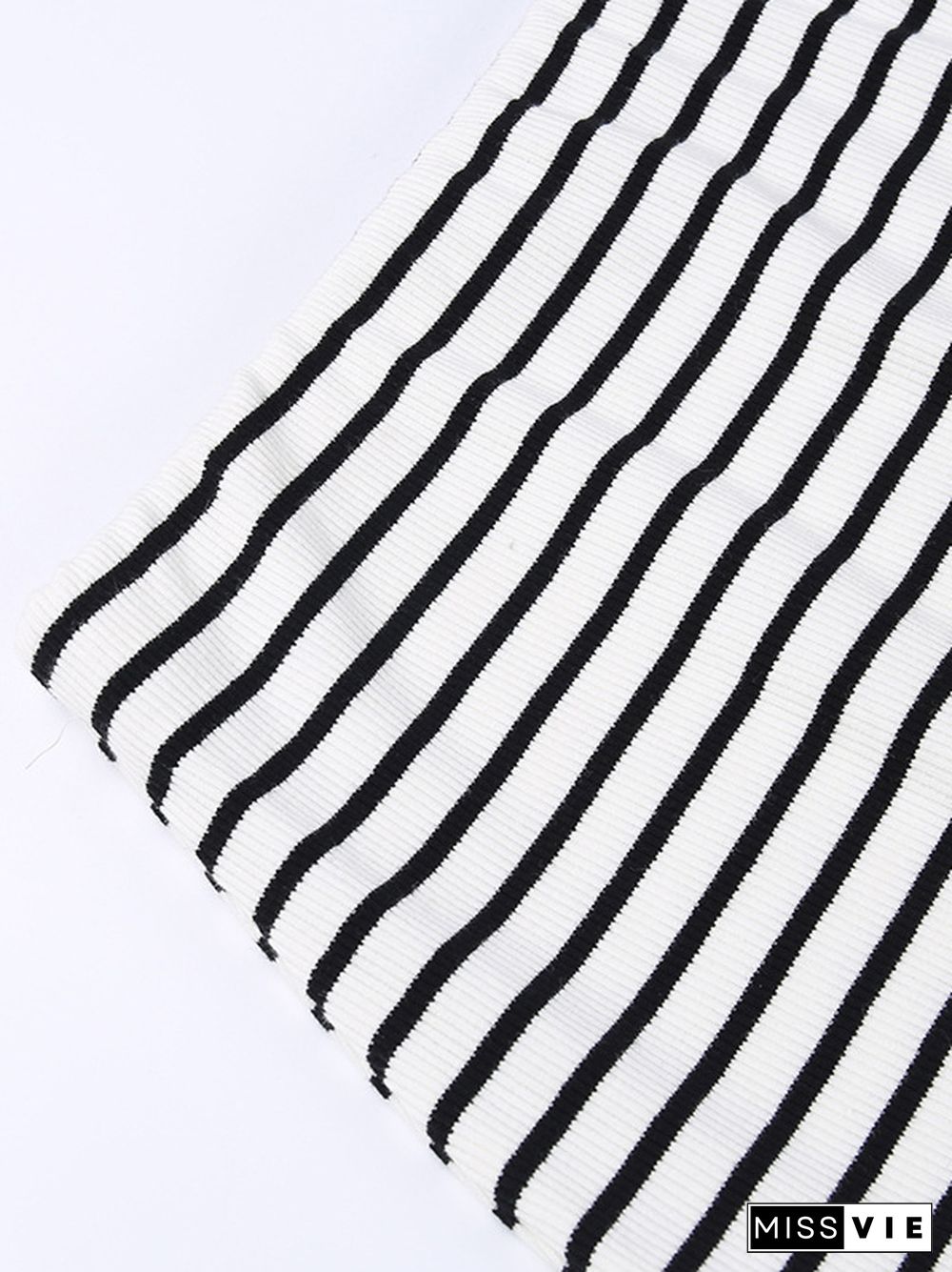 High Waisted H-Line Contrast Color Striped Skirts