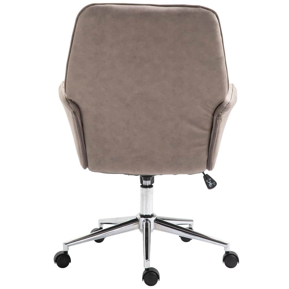 Vinsetto Light Grey, Modern Mid-Back Tufted Micro Fiber Home Office Desk Chair with Arms, Swivel Adjustable Task Chair 921-102V01