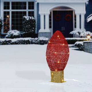  20 in. Pre-Lit Red Christmas Light Bulb Decoration MZ17-ZF2010B