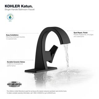 KOHLER Katun Single Hole or 4 in. Centerset Single-Handle Bathroom Faucet in Matte Black K-R78037-4D-BL