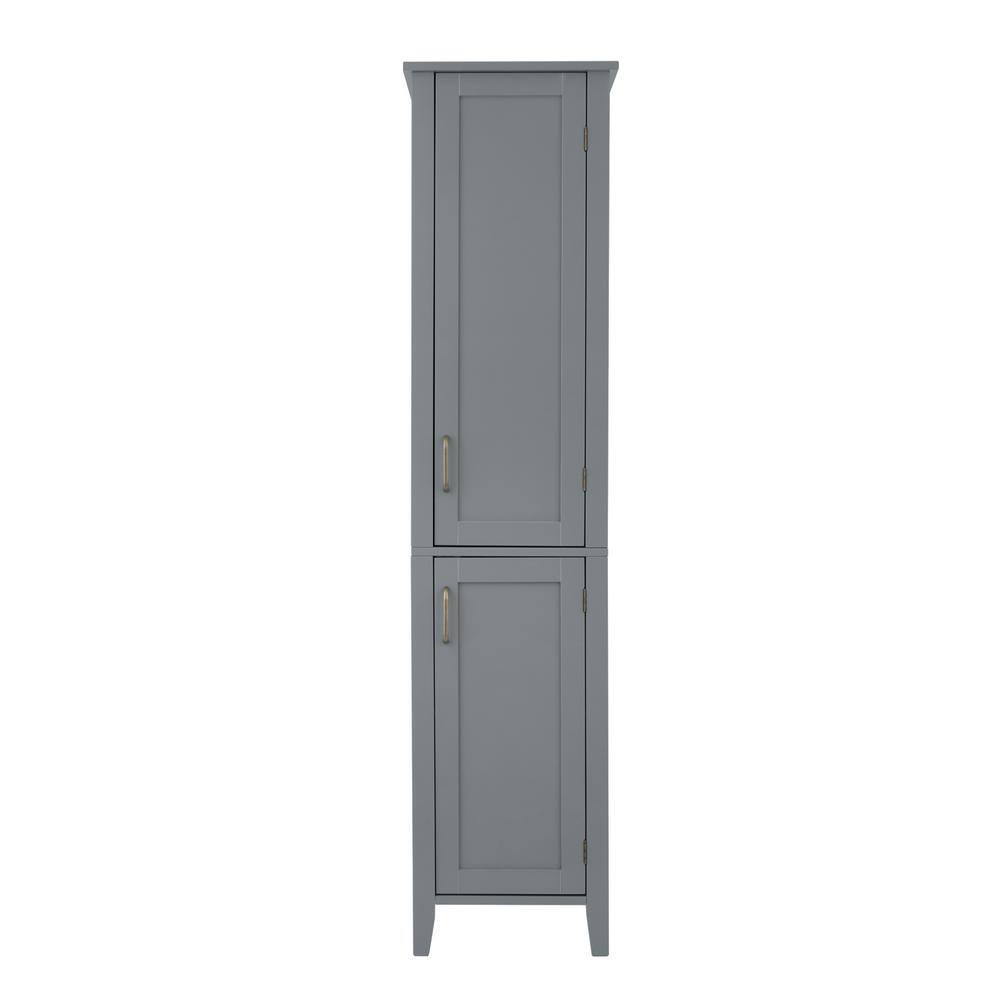 Teamson Home Mercer Mid Century 14.96 in. W x 13 in. D x 62.67 in. H Gray Modern Wooden Linen Cabinet EHF-F0017