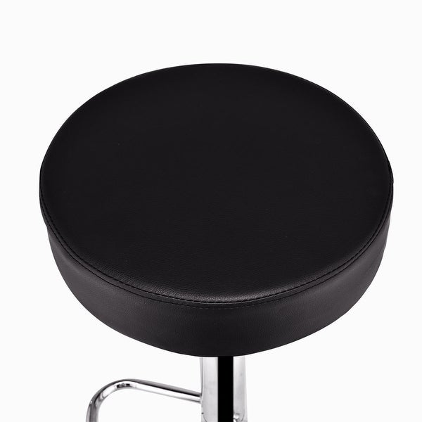 Costway Adjustable Hydraulic Swivel Round Leather Seat Bar Stool Black - Single