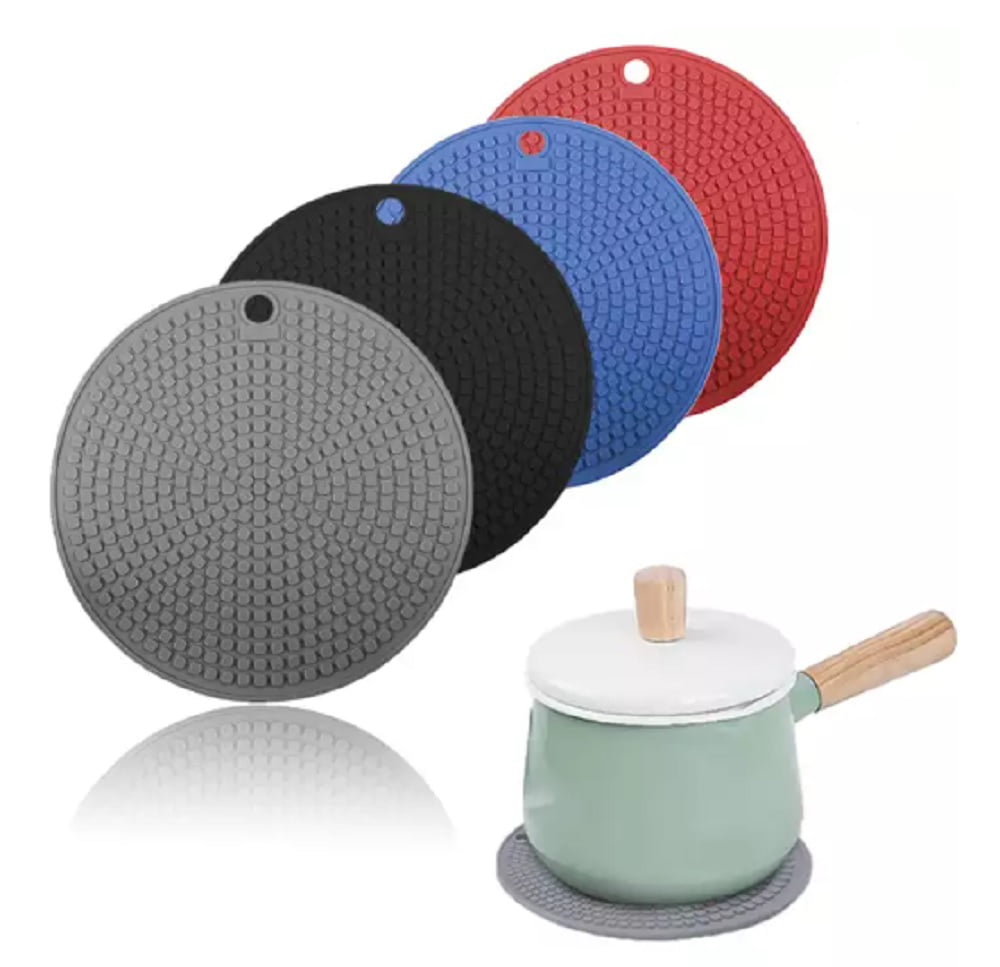 4 Pcs Silicone Trivet Mat Set Multifunction Non-Slip Silicone Insulation Mat Silicone Trivet Mat Hot Pads for Kitchen Tabletop， Round Silicone Pot Holders Mat Trivets for Hot Pots and Pans TIKA