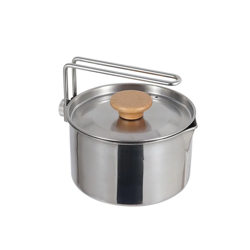 Outdoor camping 304 stainless steel kettle Hiking portable folding fishing multi function camping pot