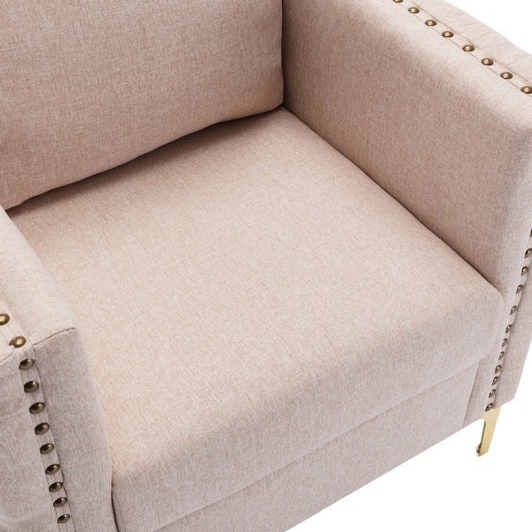 Modern Accent/Club Armchair， Tufted Button， Steel Legs