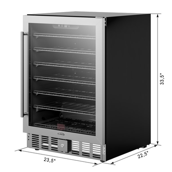 23.4 in. Stainless Steel， Glass-Door Built-In Refrigerator and Beverage Cooler， 5 Cu. ft.