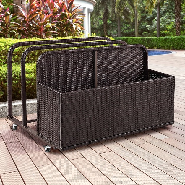 Palm Harbor Outdoor Wicker Pool Storage Caddy Brown Crosley