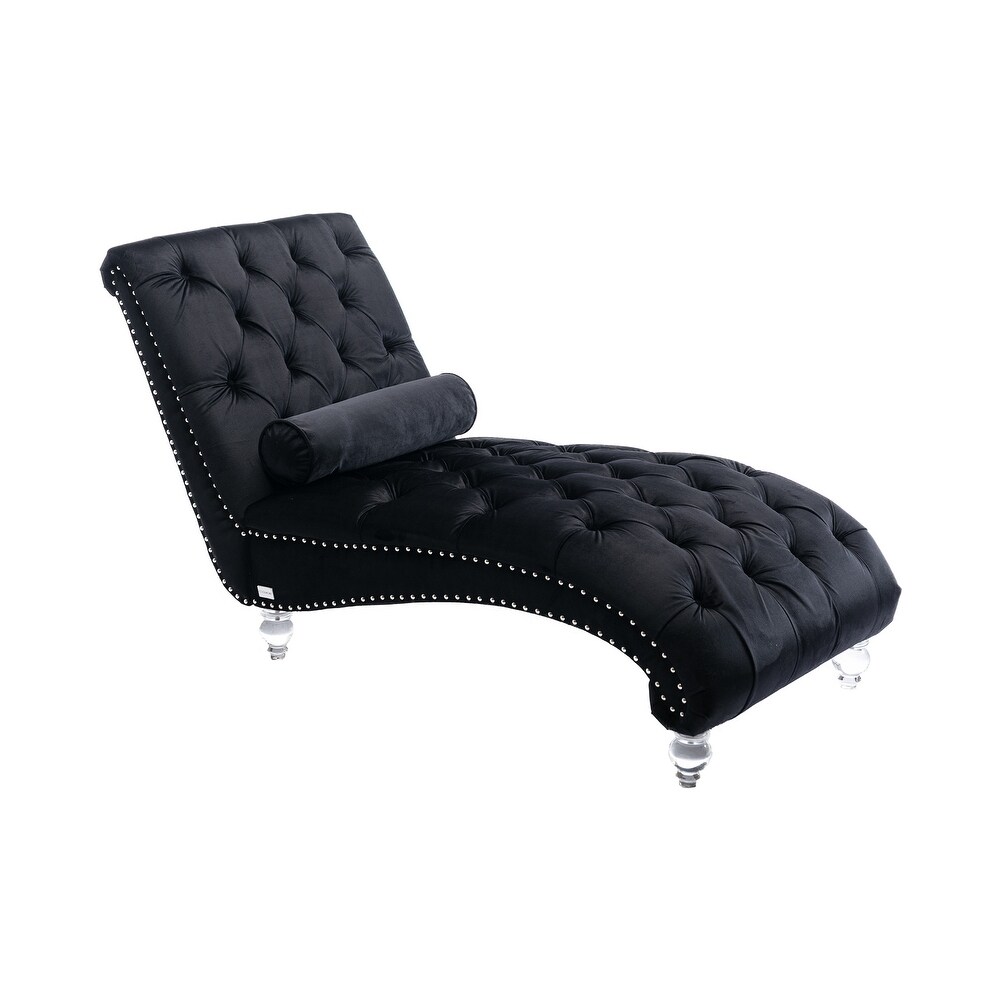 Acrylic Foot Tufted Lounge Chair Chesterfield Lounge Button Tufted Chaise