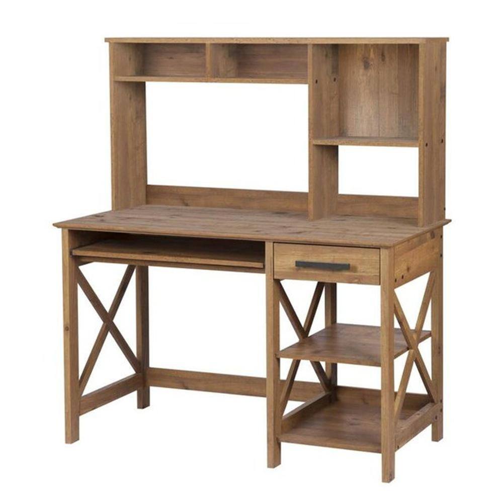 SAINT BIRCH Houston 47.24 in. Rustic Brown Writing Desk with Hutch SBAS1202-2PSV1