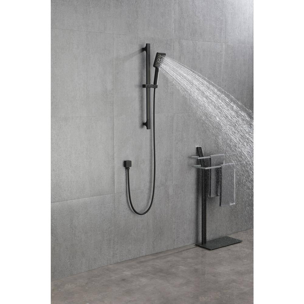 FORCLOVER 3-Spray Patterns with 1.75 GPM 4 in. Wall Mount Handheld Shower Head with 28 in. Adjustable Slide Bar in Matte HE-308MB