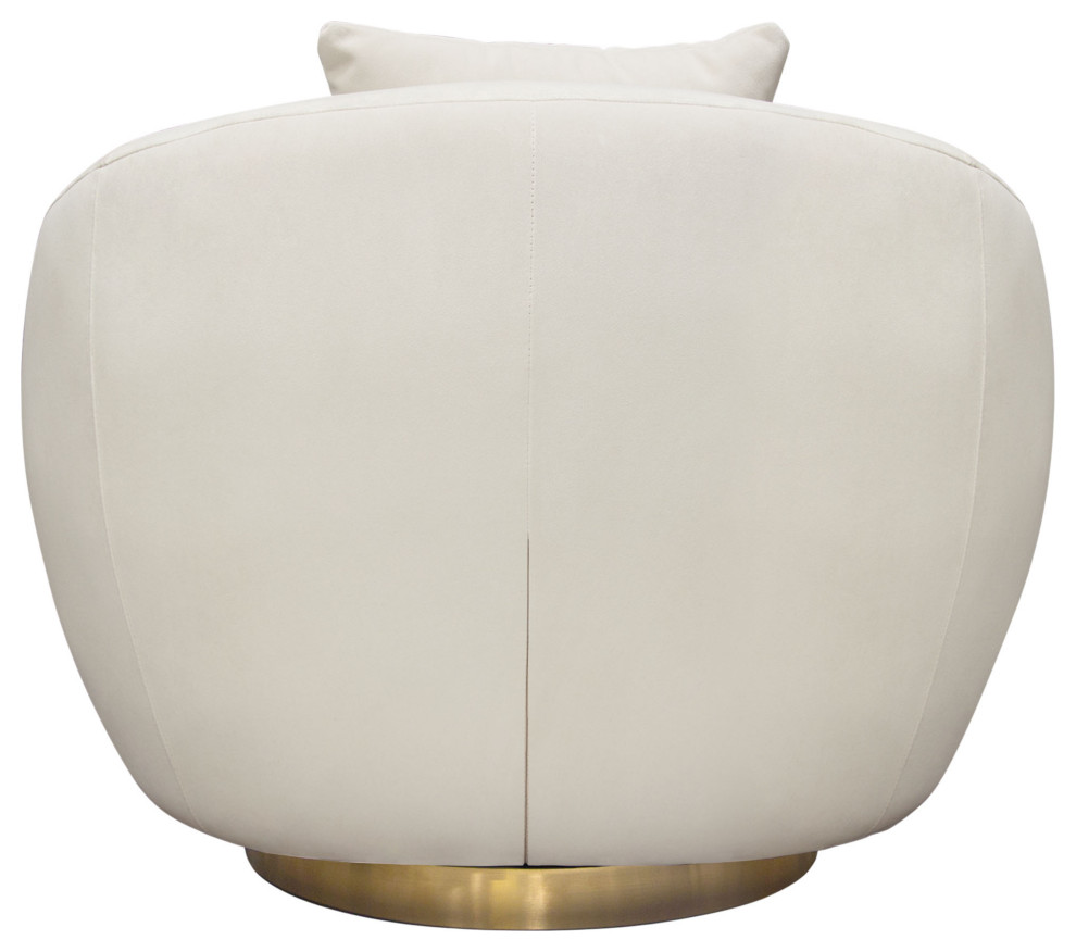 Celine Swivel Accent Chair  Light Cream Velvet With Brushed Gold Accent Band   Contemporary   Armchairs And Accent Chairs   by clickhere2shop  Houzz