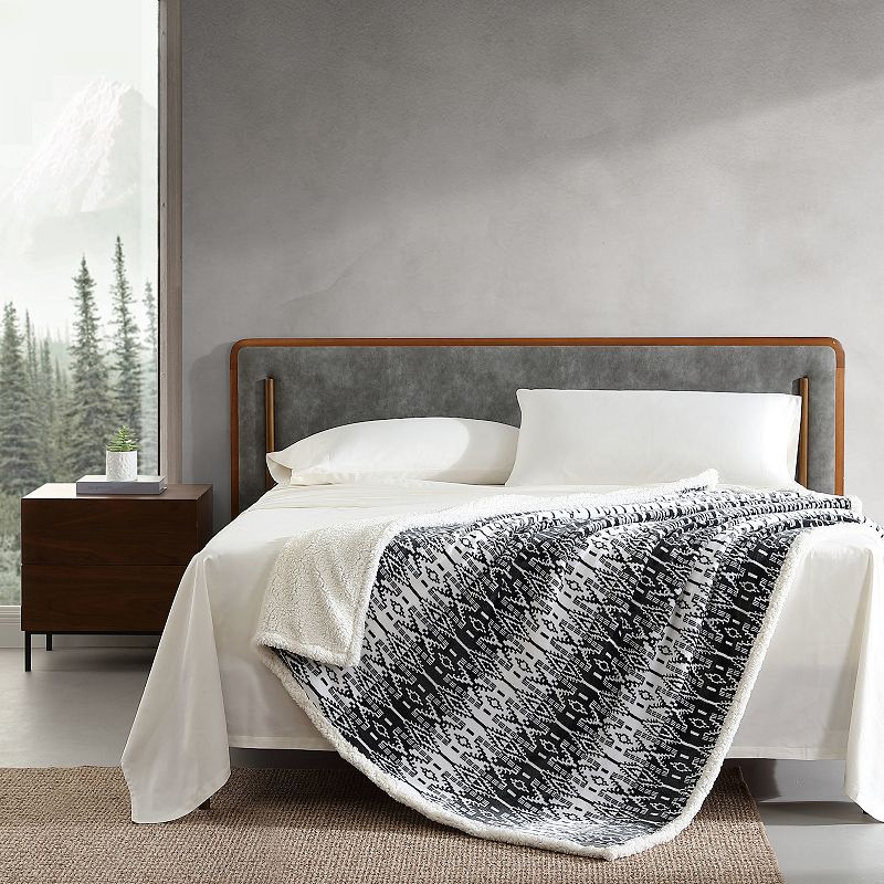 Eddie Bauer San Juan Print and Sherpa Reversible Throw Blanket