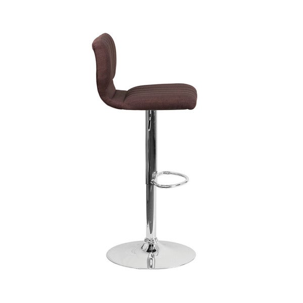 Offex Chrome/Fabric Height-adjustable Swivel Bar Stool