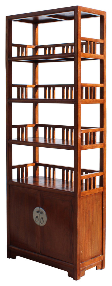 Chinese Distressed Brown 4 Shelves Bookcase Display Cabinet   Asian   Bookcases   by Golden Lotus Antiques  Houzz