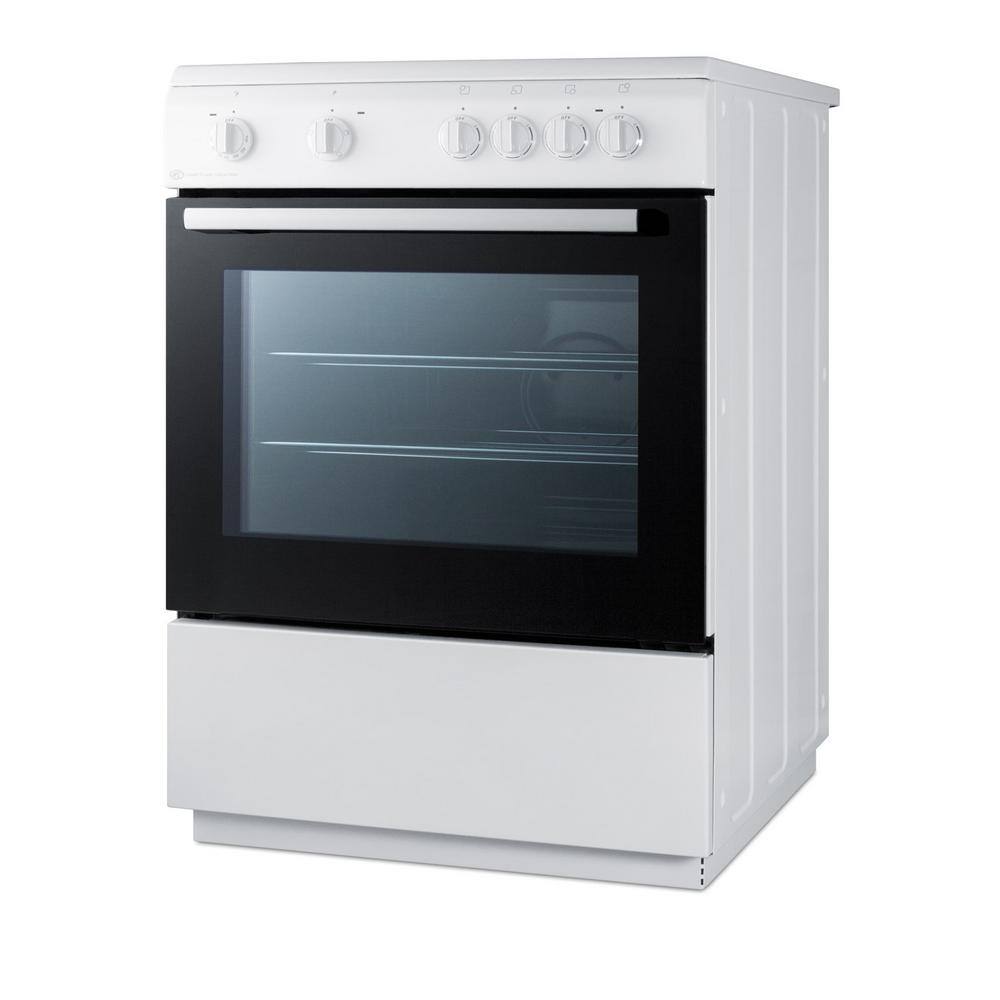 Summit Appliance 24 in. 2.4 cu. ft. Slide-In Electric Range in White and Black CLRE24WH