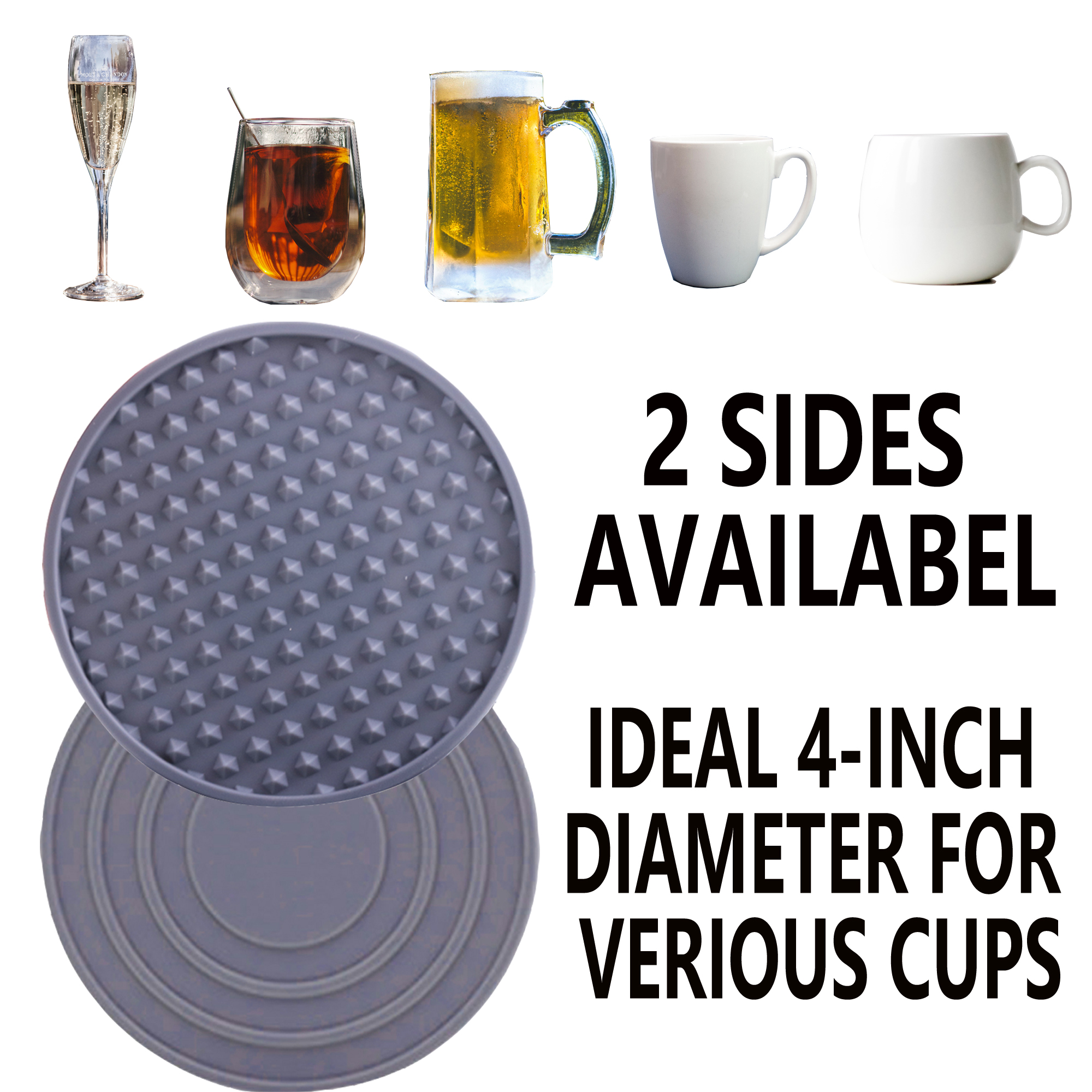 Hvacstar Coasters for Drinks， Non-Slip Deep Groove Cup Mat， Heat Resistant Coasters for Coffee Table， Set of 6(Coffee)