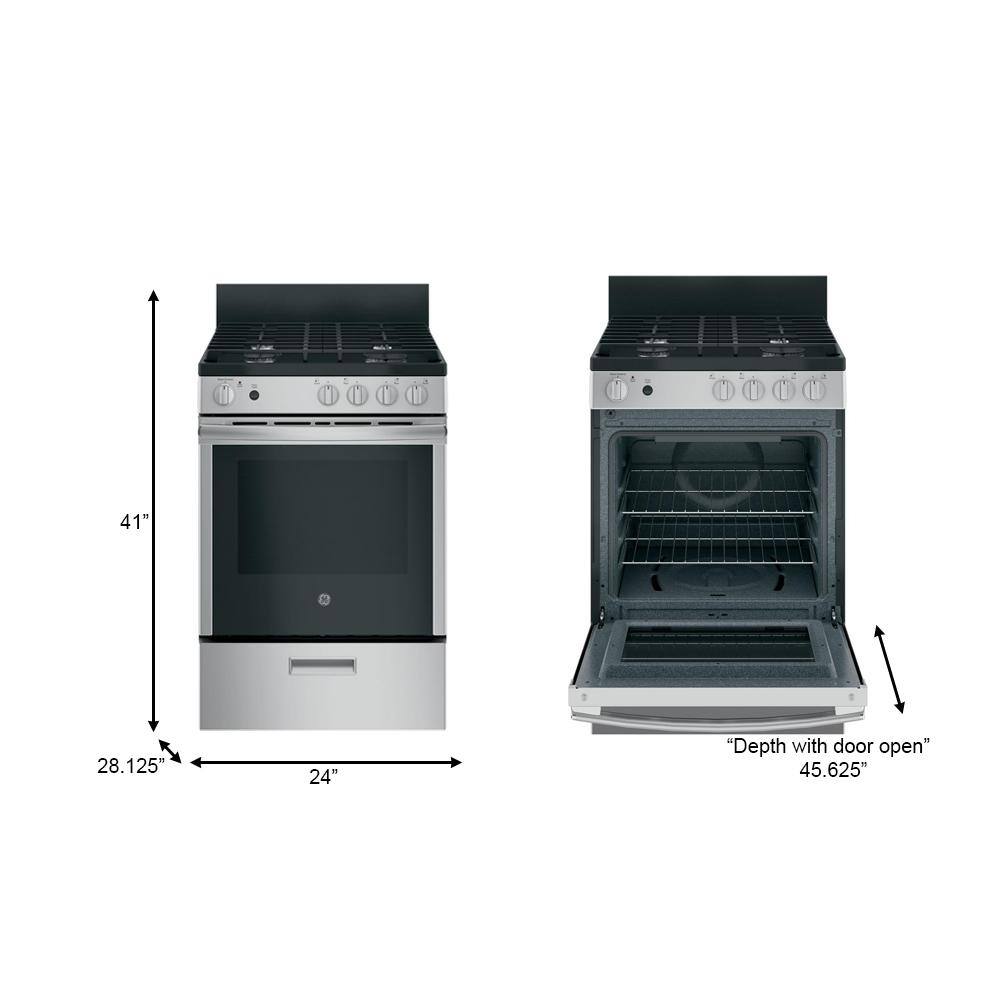 GE 24 in. 2.9 cu ft. Freestanding Gas Range in Stainless Steel JGAS640RMSS