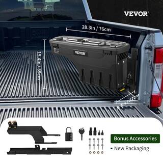 VEVOR 28 in. Black ABS Truck Bed Storage Box 6.6 Gal. Passenger Side Truck Tool Box with Password Padlock for Super Duty 17-23 KCLJGJXCKCBDDVENCV0