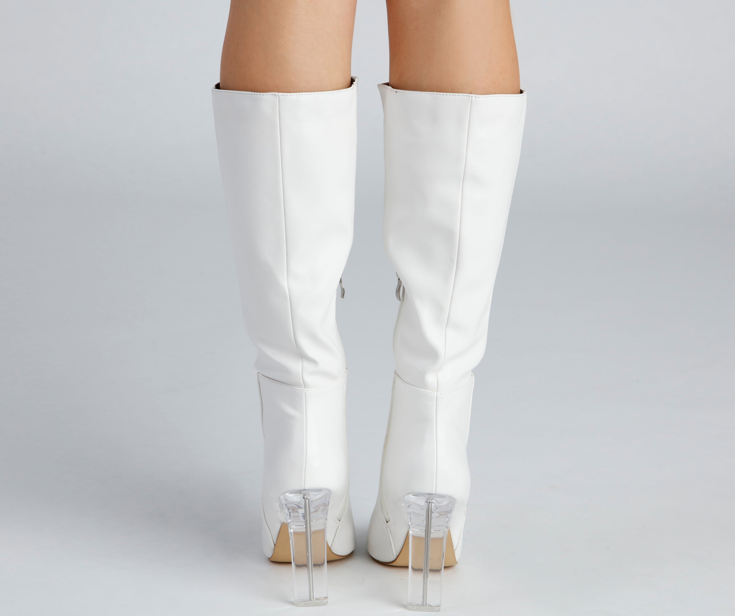 Clearly Chic Lucite Heel Boots