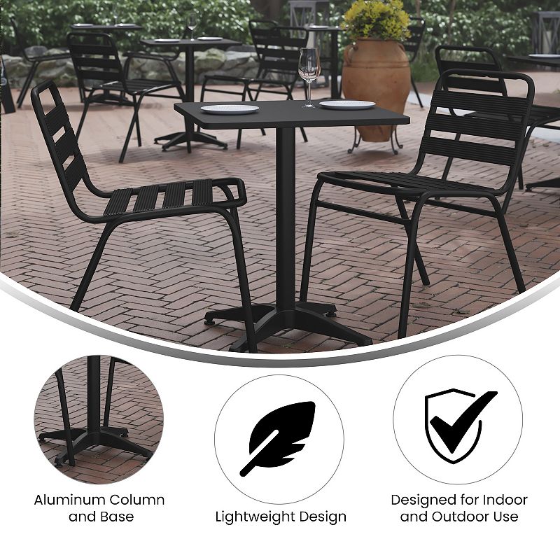 Flash Furniture Mellie 23.5'' Bronze Square Metal Indoor-Outdoor Table with Base