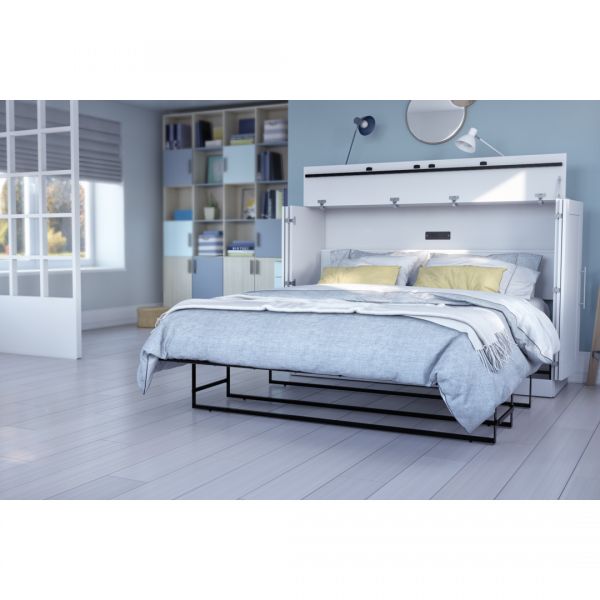 Bestar Pur by Bestar Queen Cabinet Bed with Mattress in White