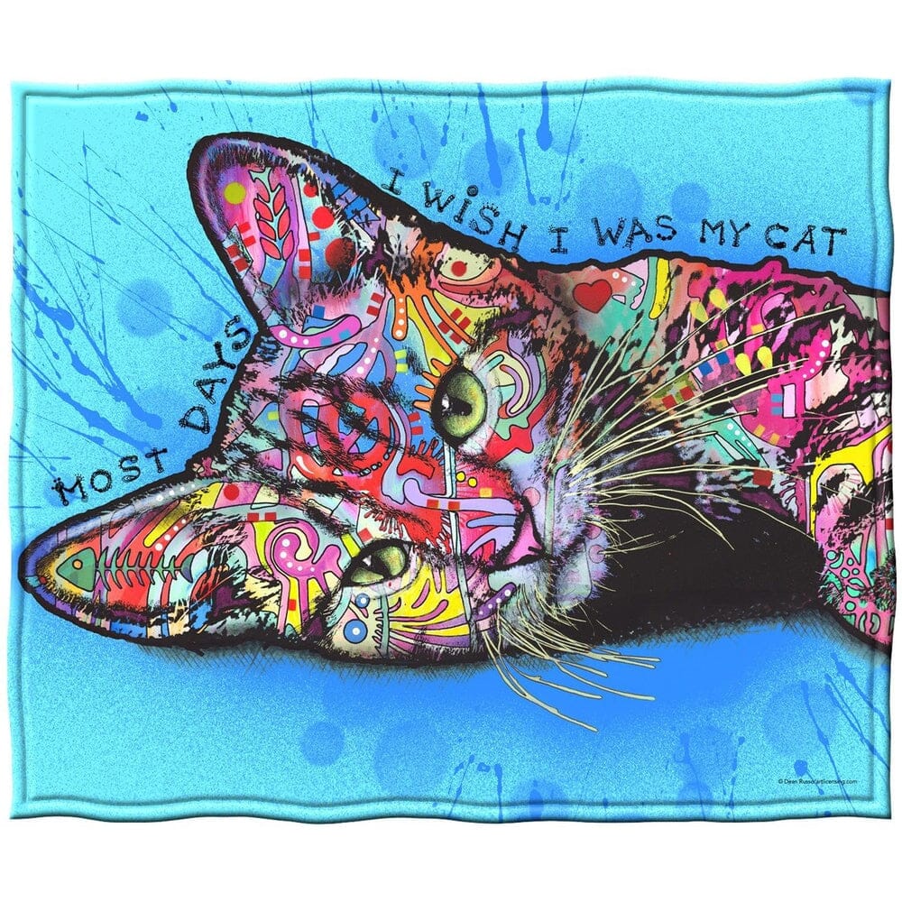 Wish I was My Cat Super Soft Plush Fleece Throw Blanket by Dean Russo