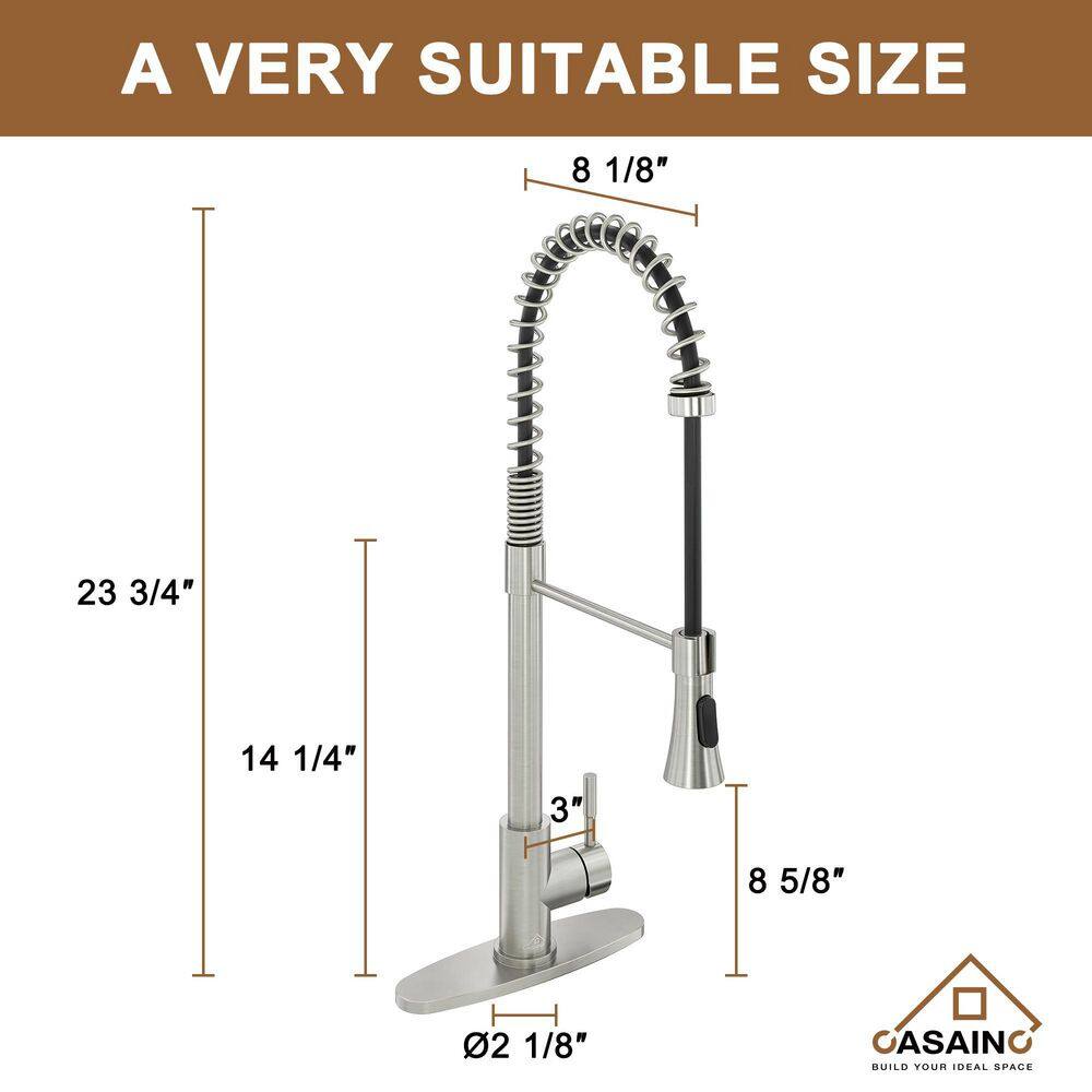 CASAINC White Fireclay 30 in. Single Bowl Farmhouse Apron Kitchen Sink with Two Function Spray Kitchen Faucet CA-W30-D0674BN