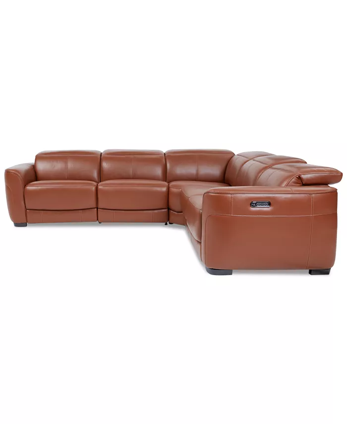 Macy's Lexanna 5-Pc. Leather Sectional with 2 Power Motion Recliners