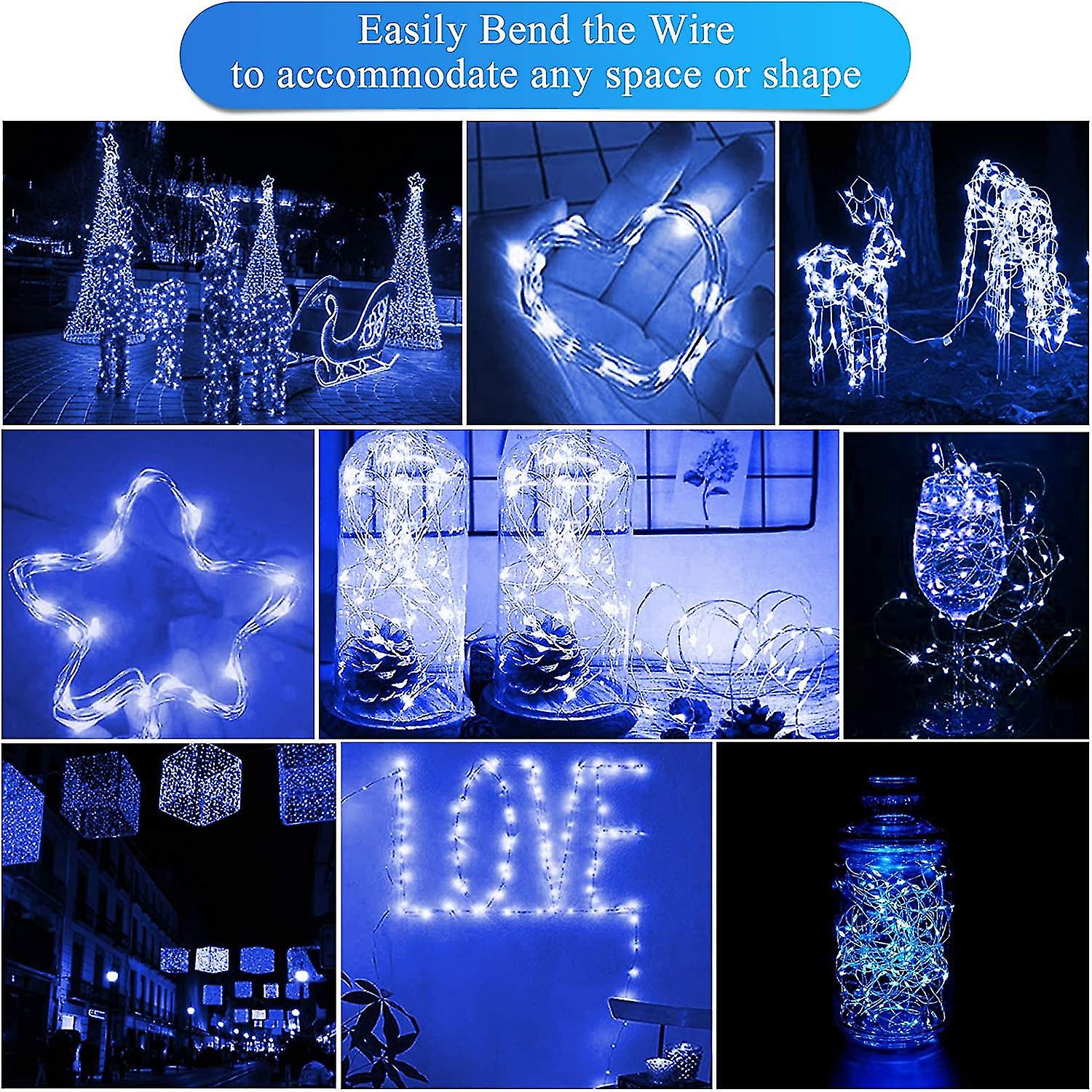 Led String Lights 15 Pack， 2m 20 Led Fairy Lights Battery Operated， Copper Wire Light  (blue)