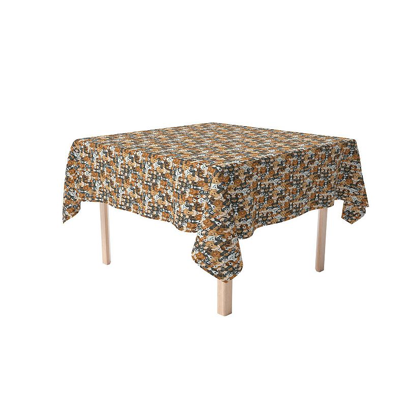 Square Tablecloth， 100% Polyester， 70x70， Cheerful Dogs