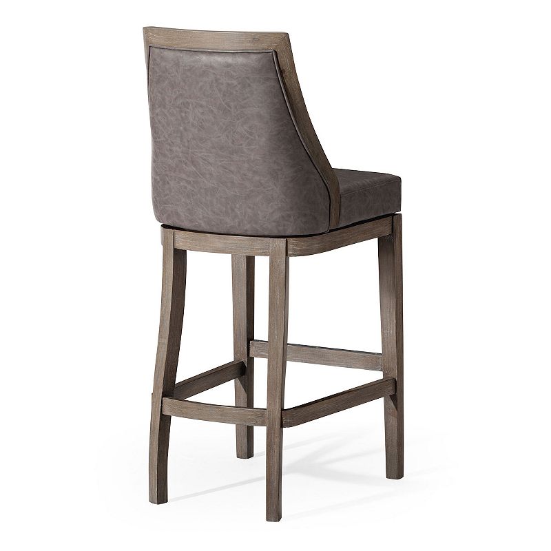 Maven Lane Vienna Bar Stool In Reclaimed Oak Finish W/ Ronan Stone Vegan Leather