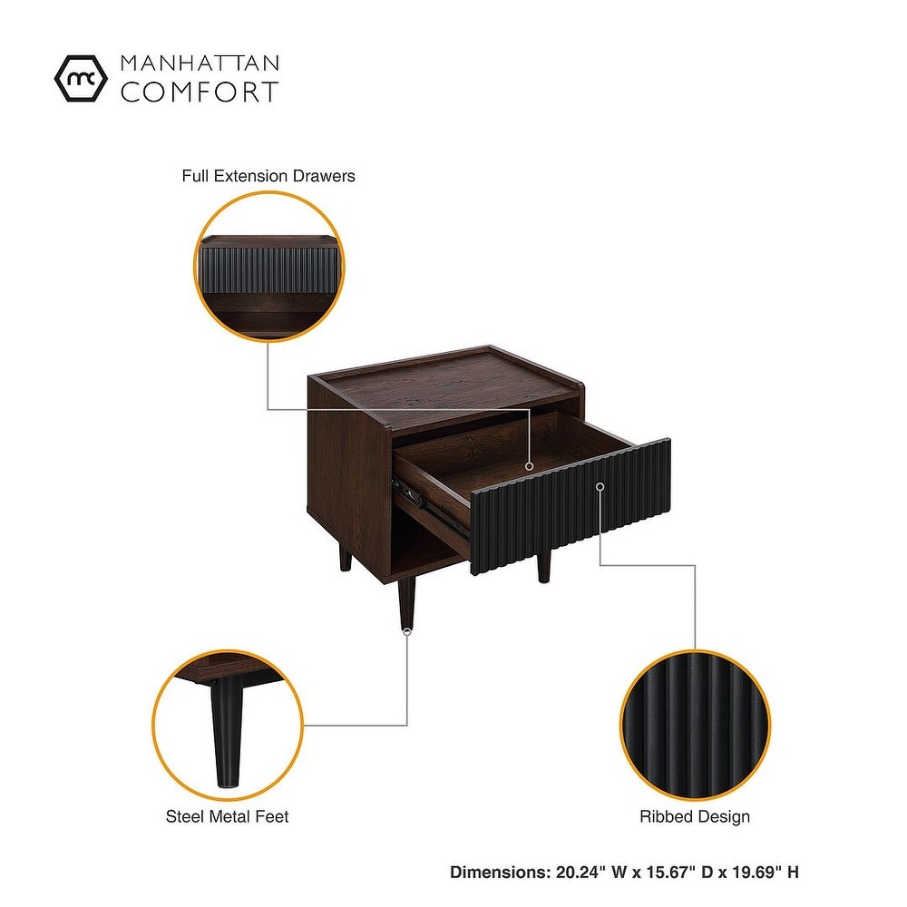 Manhattan Comfort Duane Modern Ribbed Nightstand