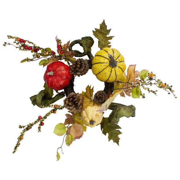 Northlight Pumpkin Berries Foliage And Pine Cone Fall Harvest Wreath 13 Inch Unlit